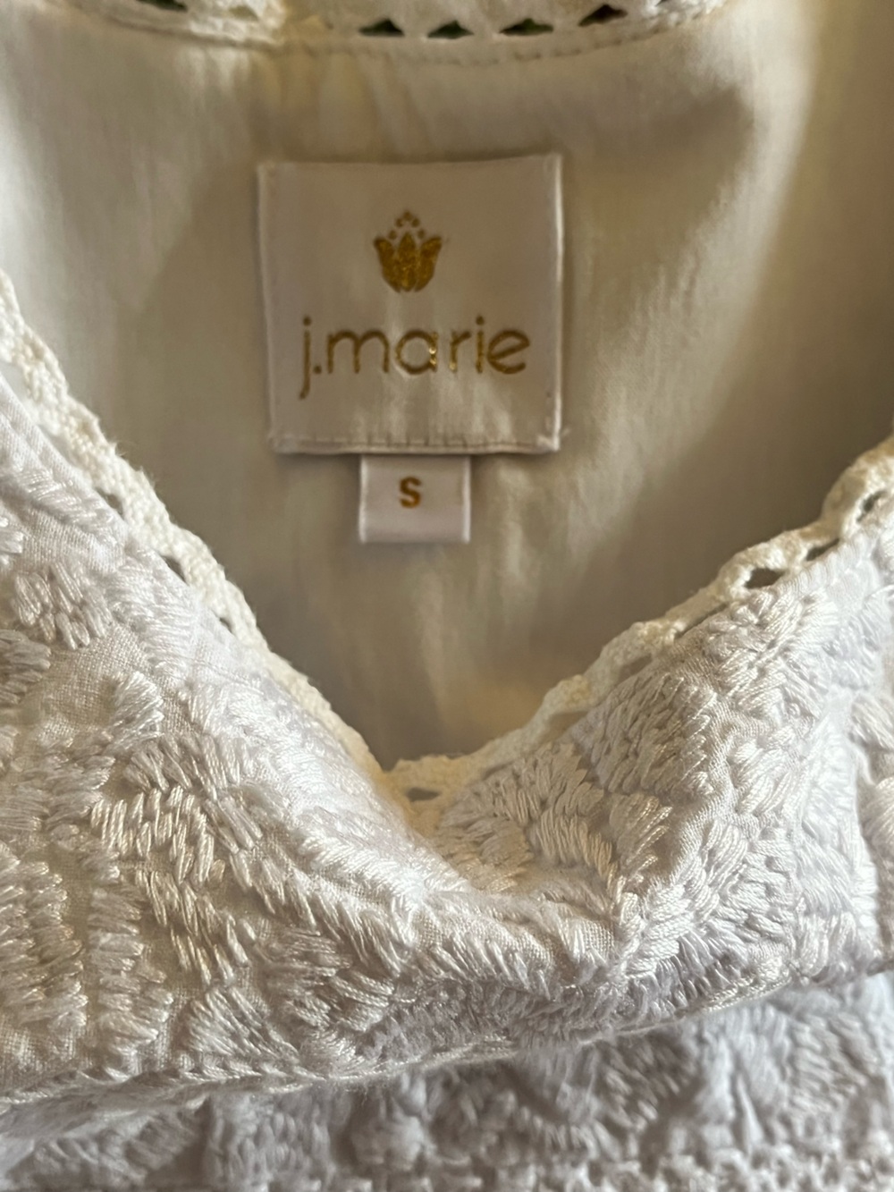 J.Marie White Embroidered Tiered Cotton Dress | Sz S EUC - Picture 9 of 10